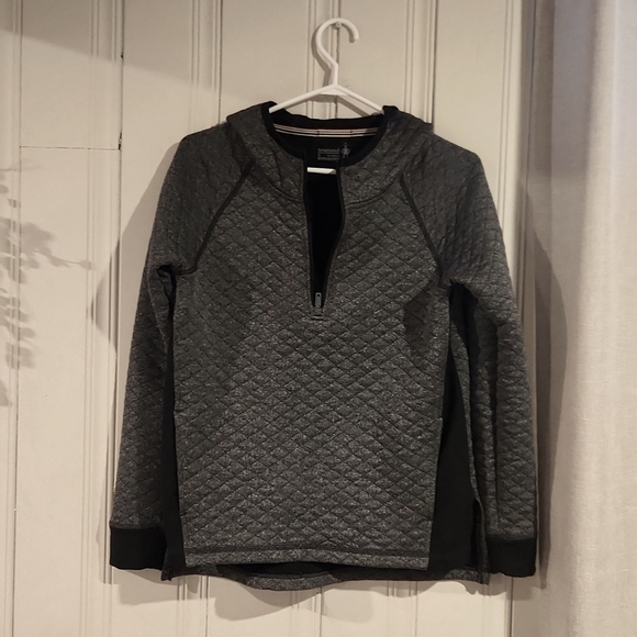 Smartwool Diamond Peak Quilted Pullover S Gray Hoodie Wool Blend 1/4 Zip - Picture 2 of 5